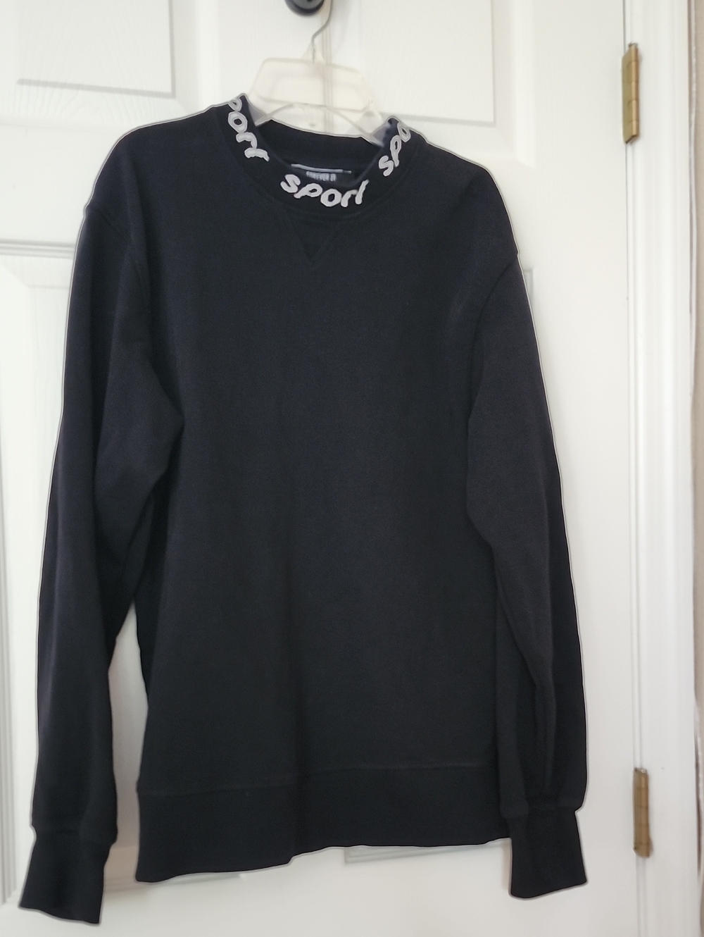 Forever 21 Black Crewneck Sweater with 'sport' Neck Detail